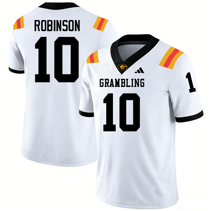 Grambling State Tigers #10 Warren Robinson College Football Jerseys,Uniforms-White